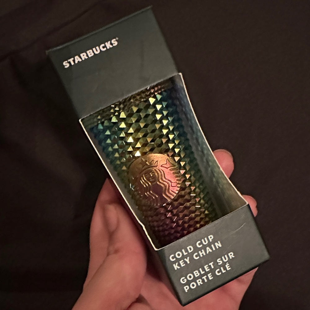 Starbucks Iridescent Studded Cold Cup Keychain oil slick